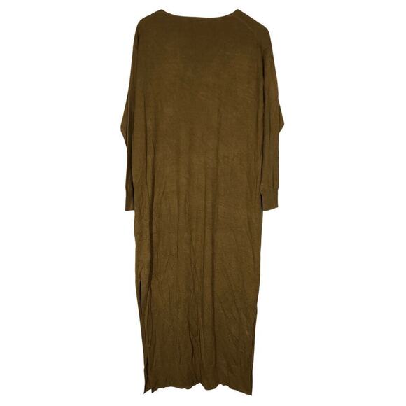 Stitchdrop Lake Geneva Sweater Dress Lagenlook Long Sleeve V-Neck Midi Green M - Picture 3 of 8